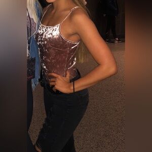 Rose Gold Velvet Bodysuit